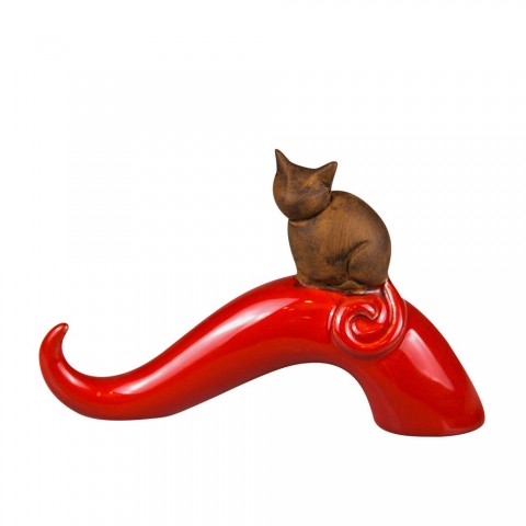 Red Lucky-charm Horn with Cat