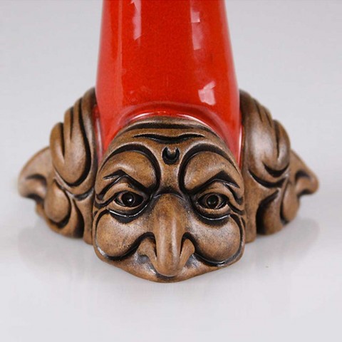 Corno Portafortuna Tre Facce in Terracotta Rosso