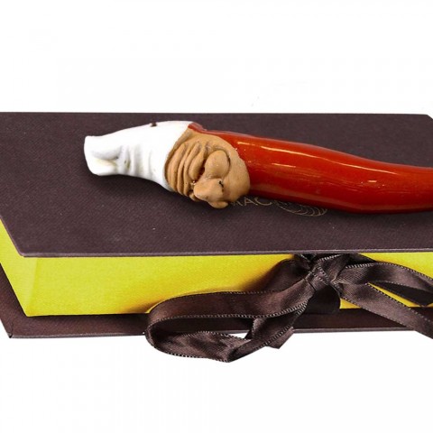 Cornetto Portafortuna Pulcinella in Terracotta