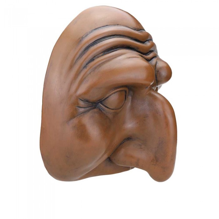 Maschera di Pulcinella in Terracotta Grande Cuoio